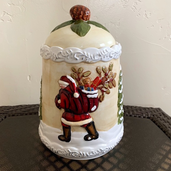 Home Trends Natural Holiday Collection Christmas Cookie Jar "Nature" - Picture 1 of 11